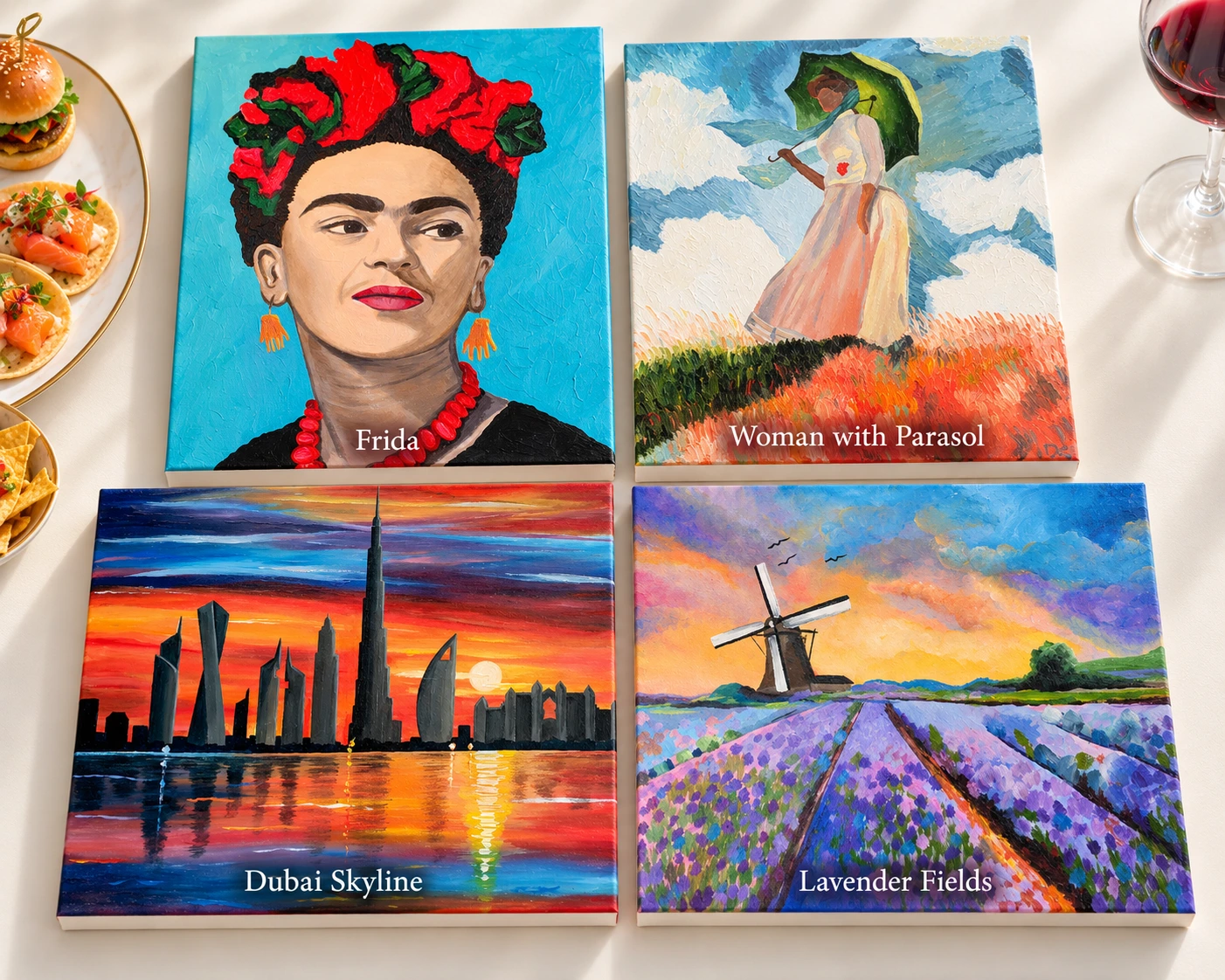 Four Canvases_ Portraits and Landscapes